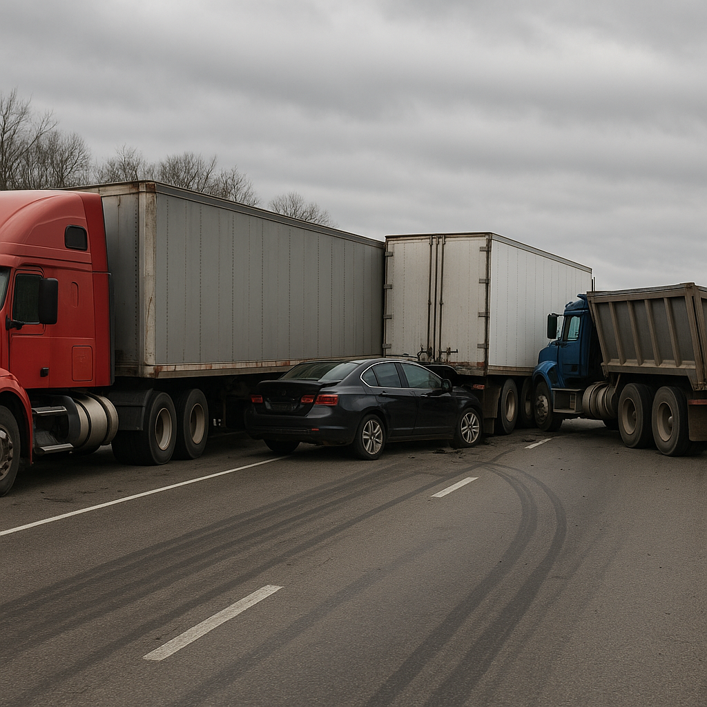 multi vehicle truck liability illustration for Understanding liability allocation in multi vehicle truck crashes